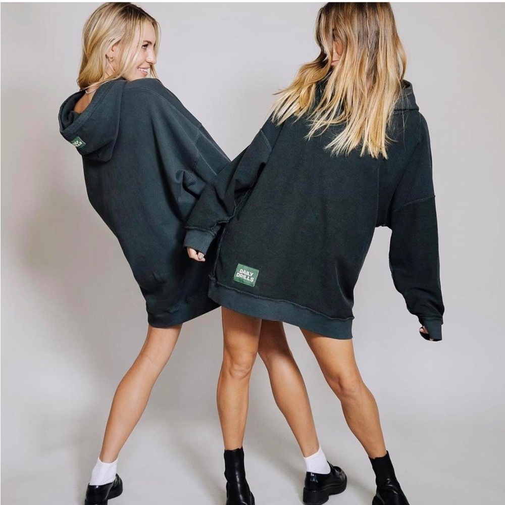 Daily Drills Gray Oversized Long Sleeve Hoodie